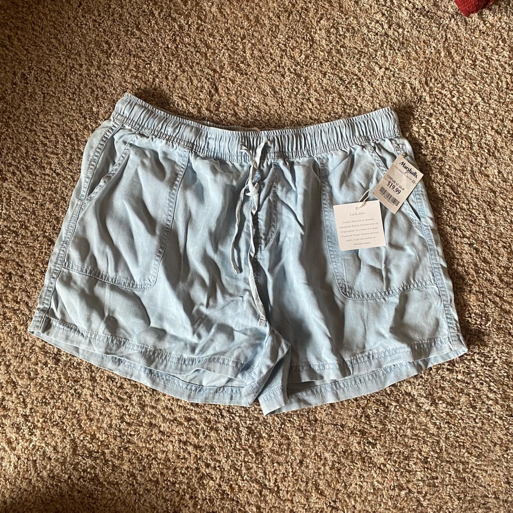 denim linen shorts